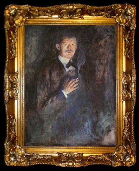 framed  Edvard Munch Self Portrait with a Burning Cigarette, ta009-2